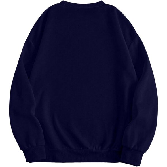 ⚡Women Navy Blue Chicago Imported Graphic Crewneck Casual Long Sleeve Sweatshirt - Picture 2 of 5